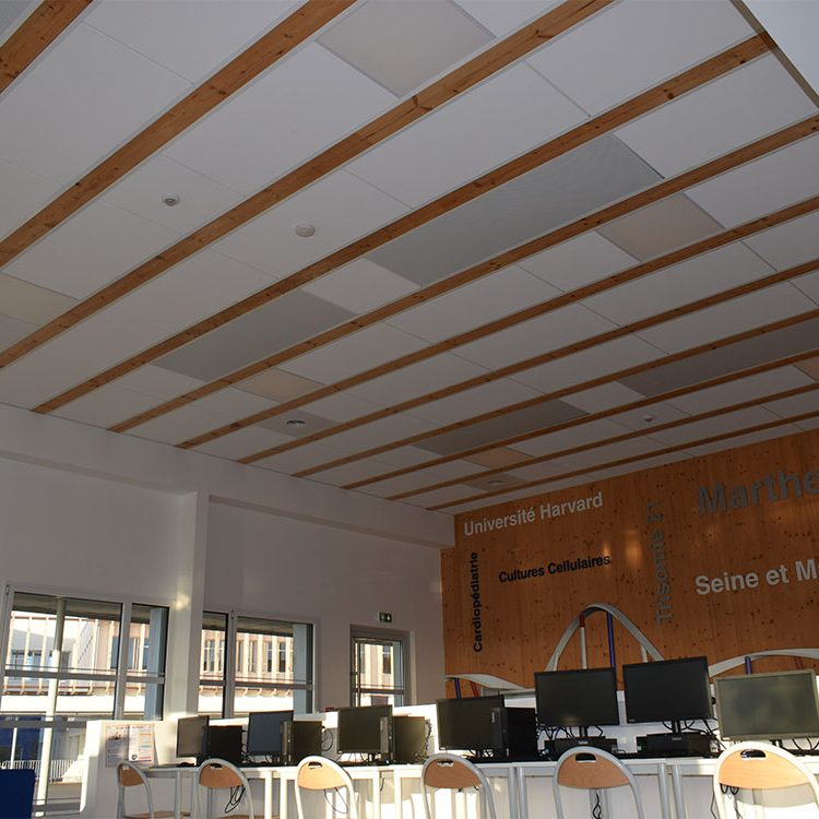 panneaux rayonnants métalliques installés au collège de Charny